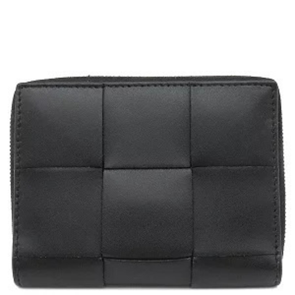 Bottega Veneta Cassette Compact Bi fold Wallet Calfskin Black